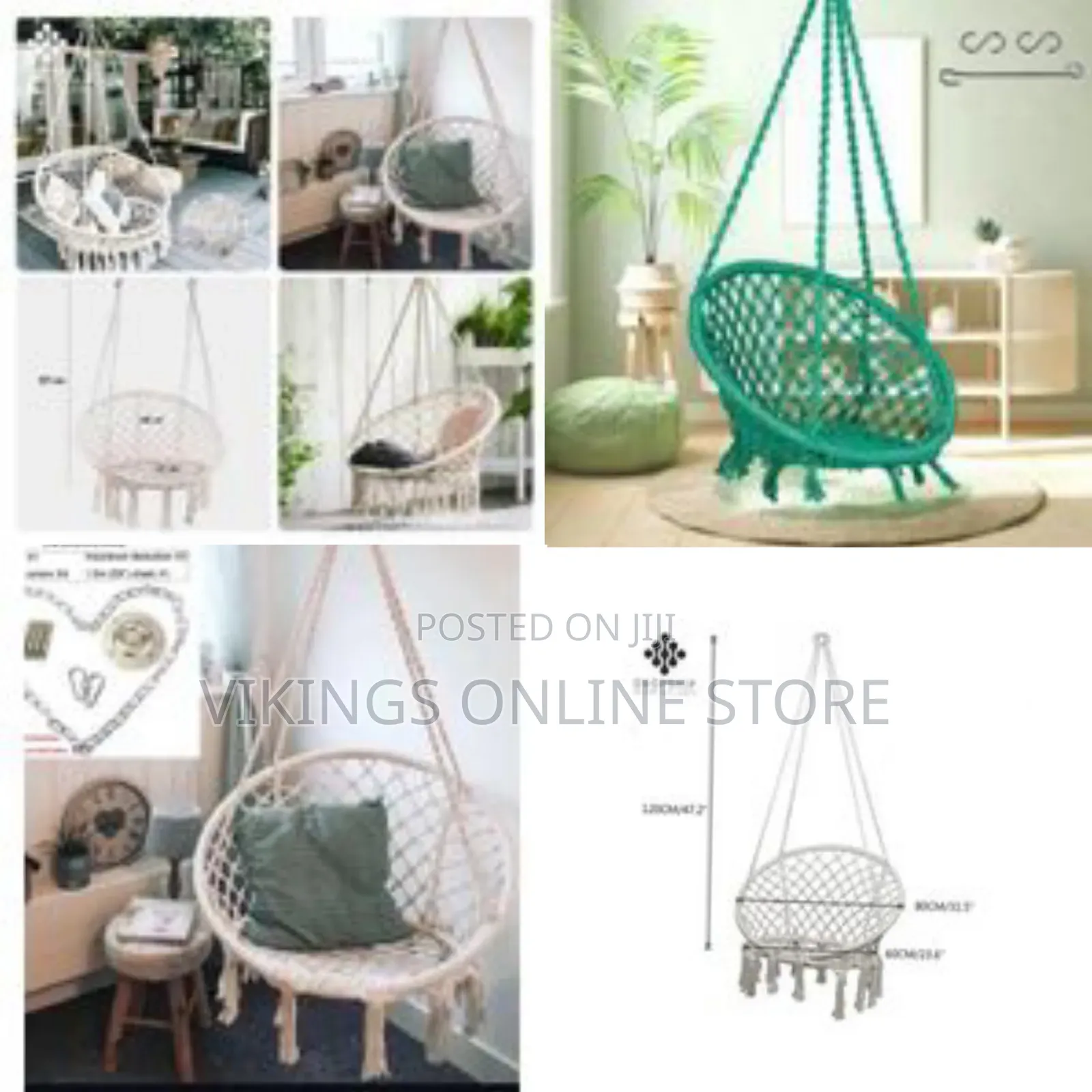 Hammock Chair Hanging Macrame Swing With Cushion and Hardware Kits Max