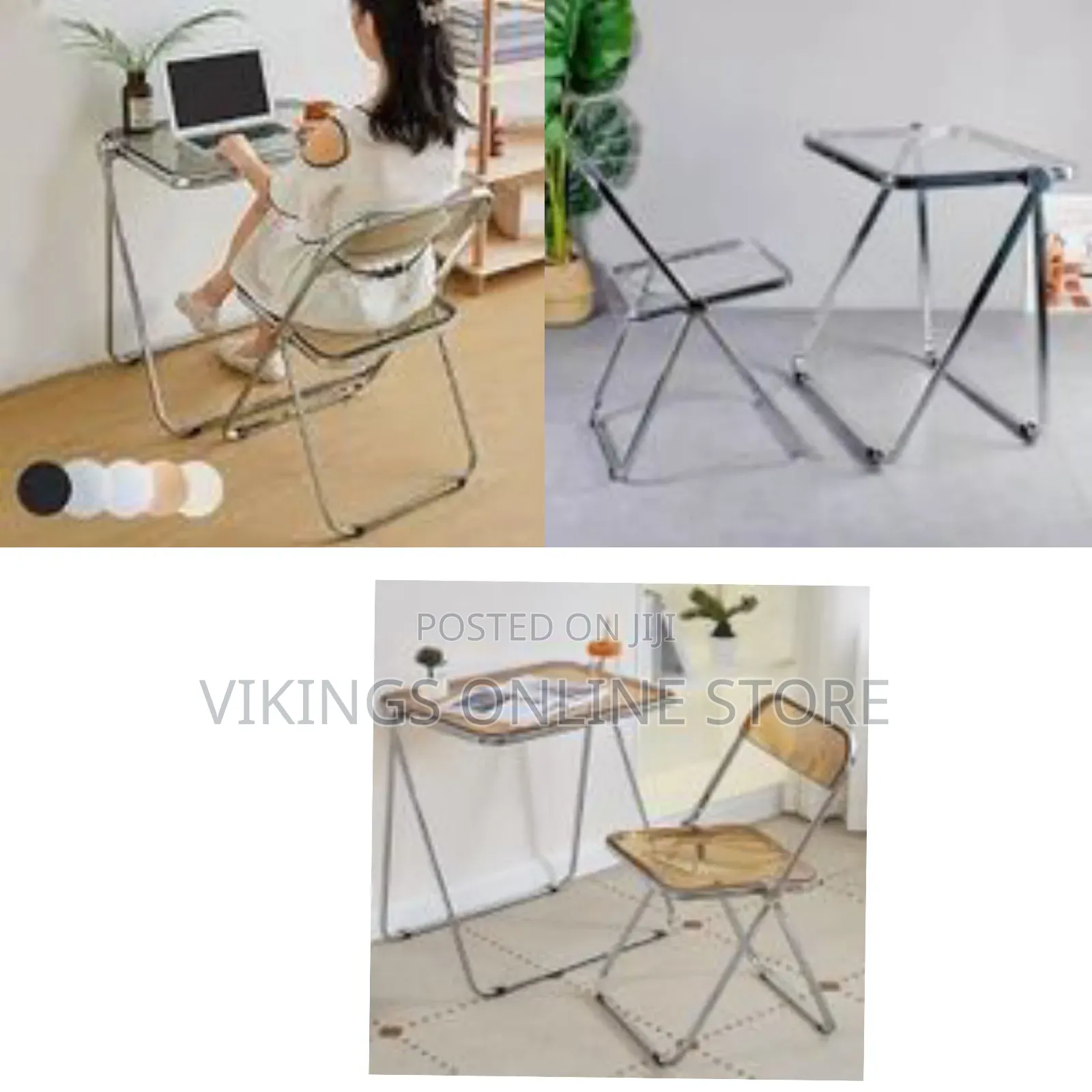 Portable Stackable Folding Tv Acrylic Serving Tray Tables Chair Set