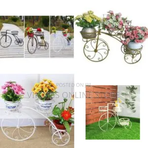 Antique Wrought Iron Bicycle Tricycle Planter Flower Pot Stand