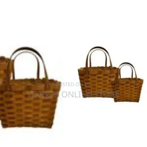 2 Piece Woven Flower Poppy Personal Picnic Basket, Fruit Insulated Bag