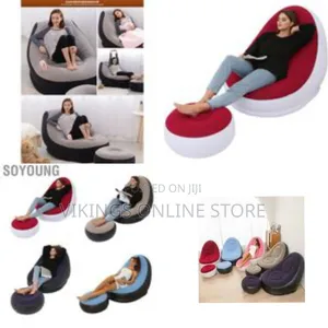 Intex Inflatable Flocking Air Chair With Footrest Blow Up Couch
