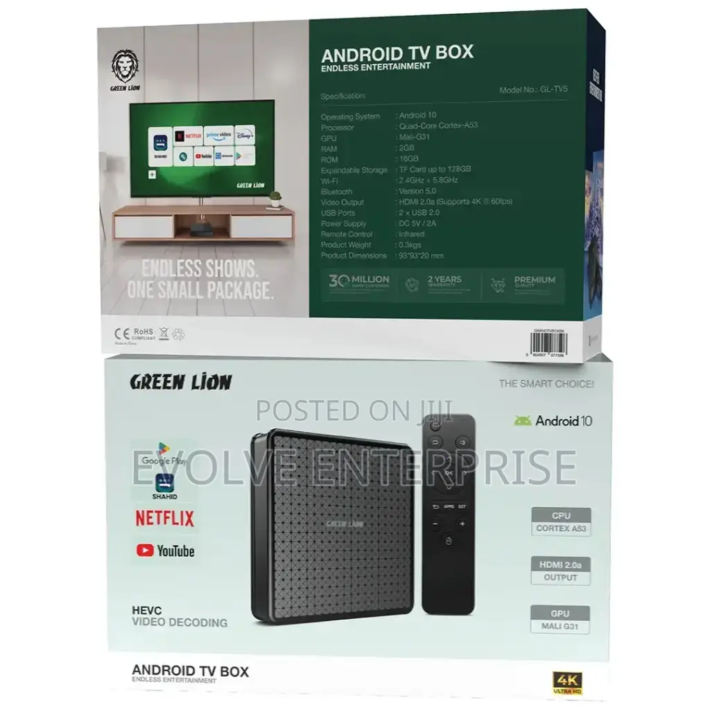 Green Lion Android Tv Box With Remote Control