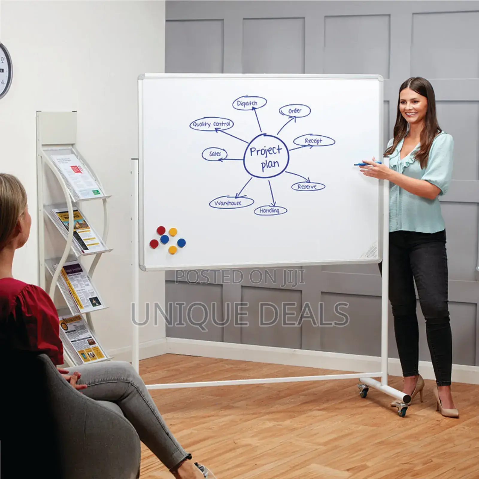 90x60cm Magnetic Adjustable Mobile Whiteboard