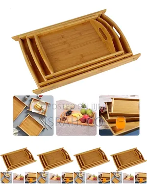 A Set of 3pcs Wooden Trays