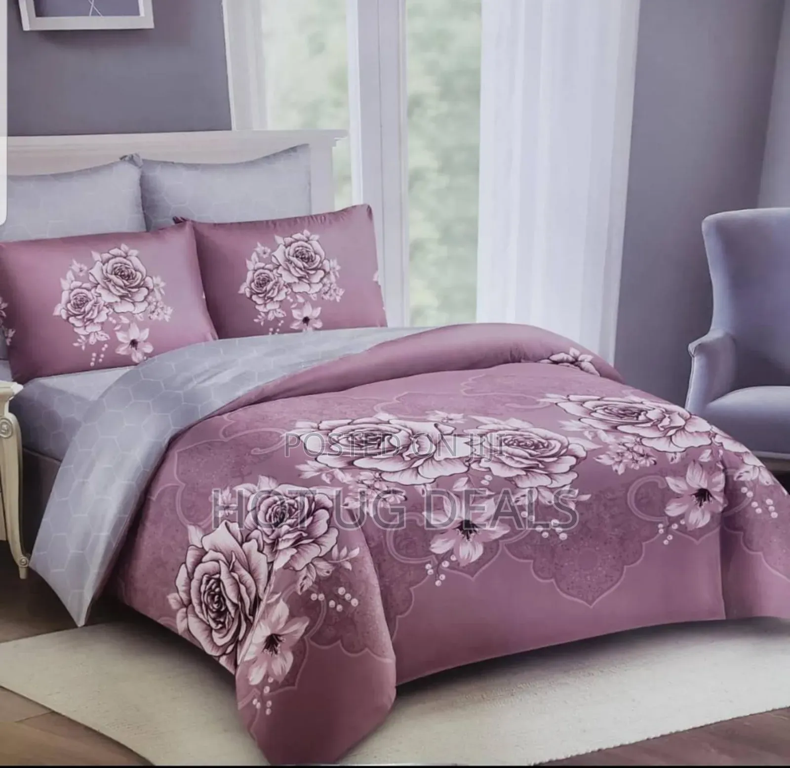 4pc 6x6 Duvet Set (1bedsheet,1duvet,2pillowcases) - Multicolor