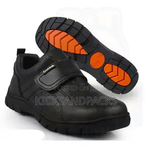 Boys Back To School Shoes. Crab Kids, Black Leather, Durable Comfy