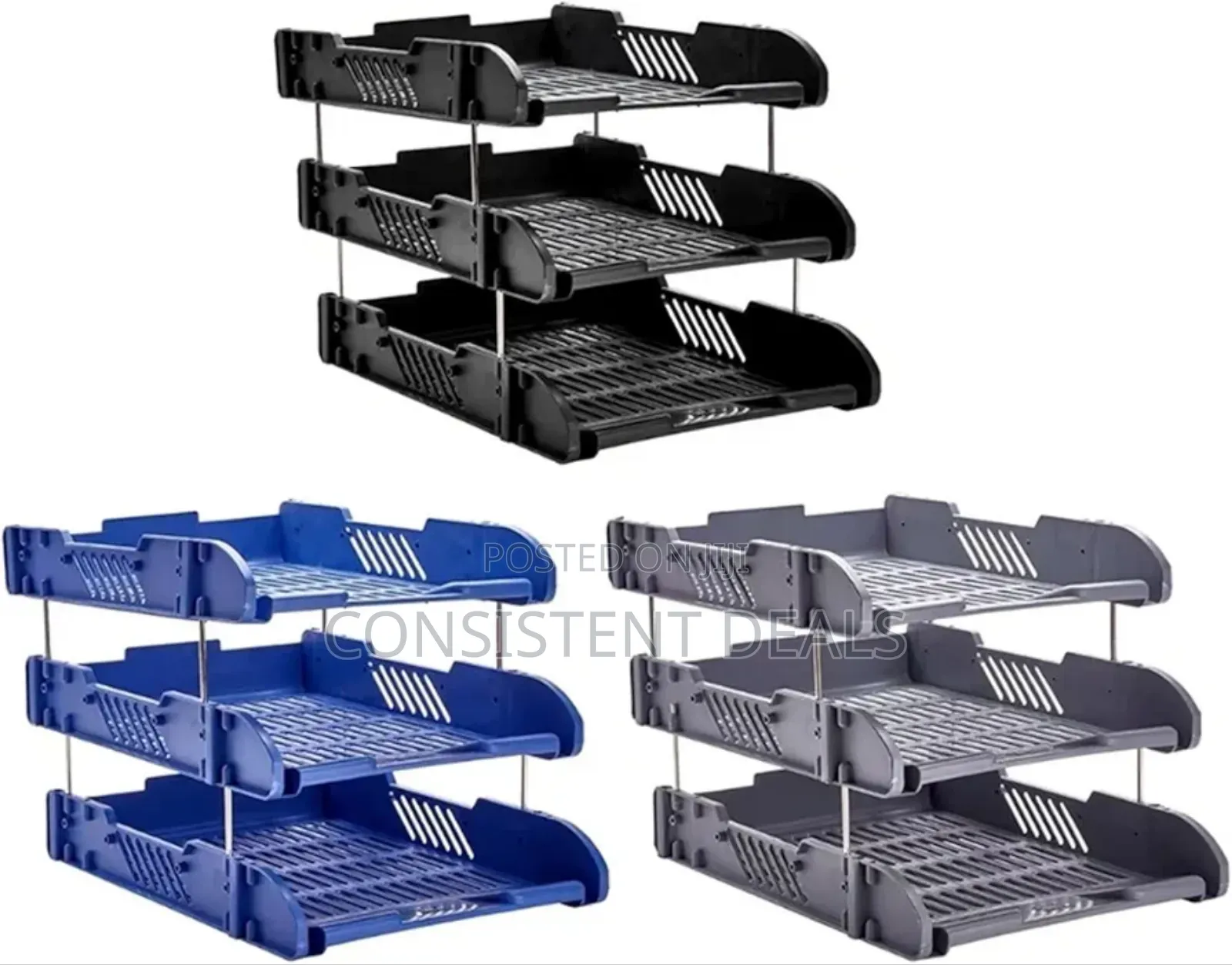 3 Compartment Plastic Document Organizer