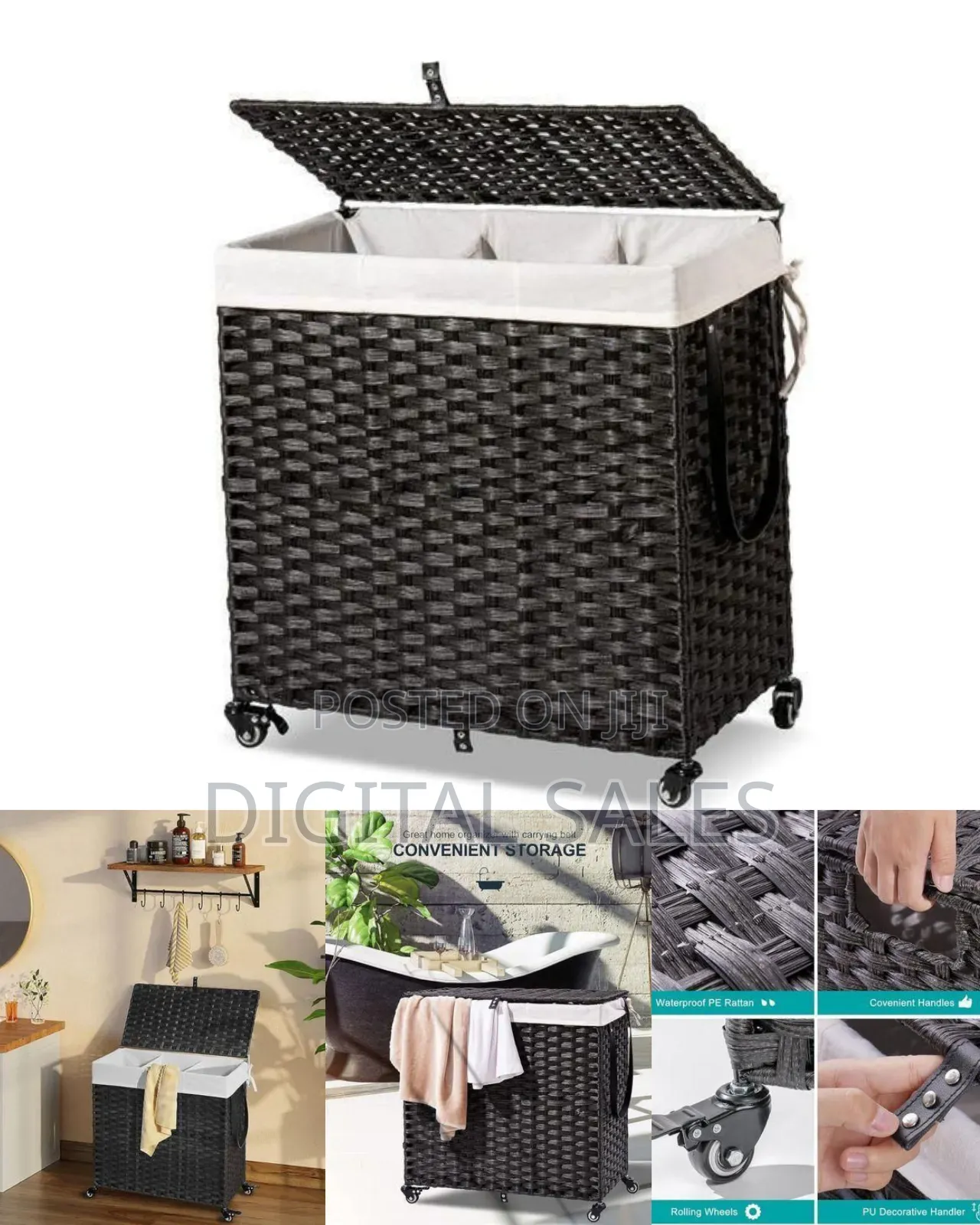 Woven Rolling Laundry Hamper