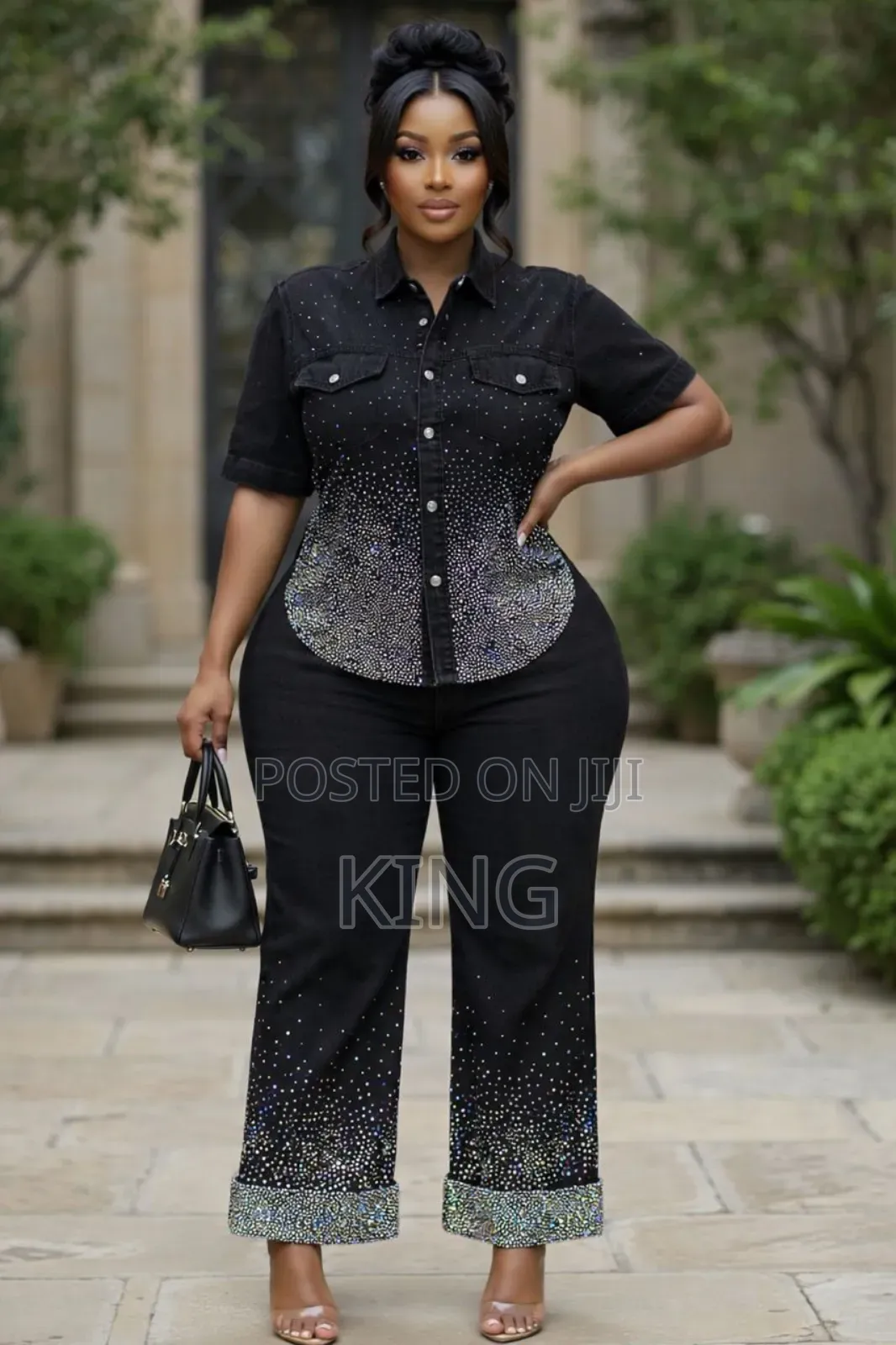 Two-Piece Flared Denim Set