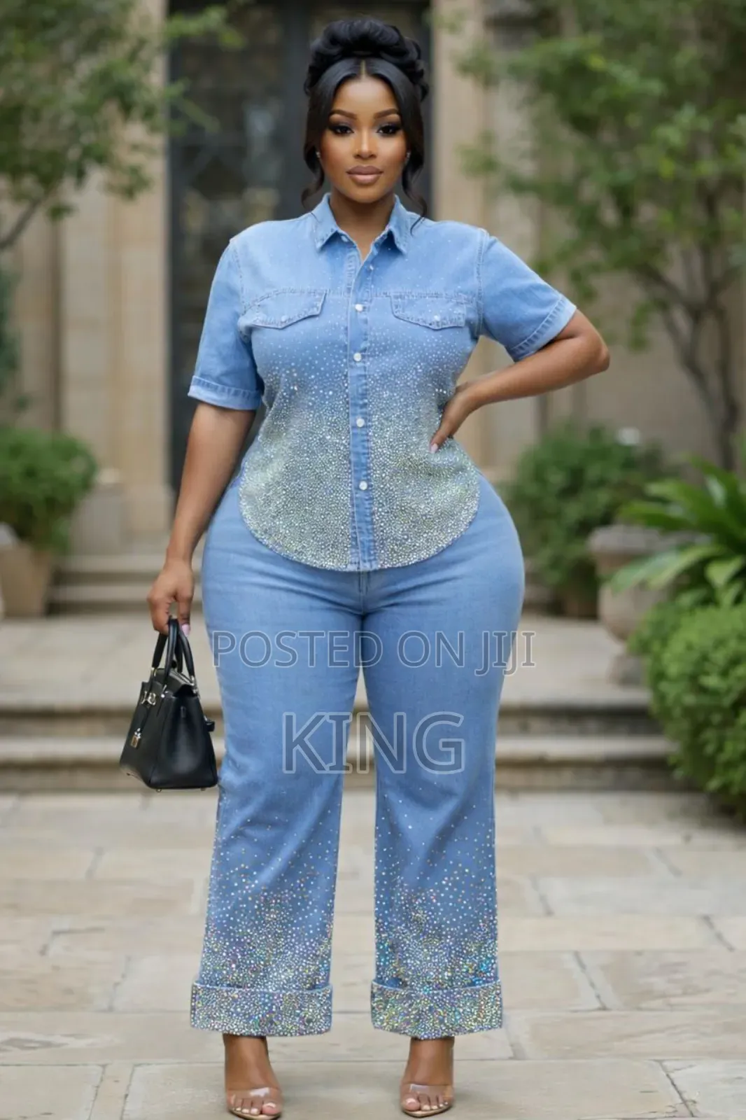 Two-Piece Flared Denim Set