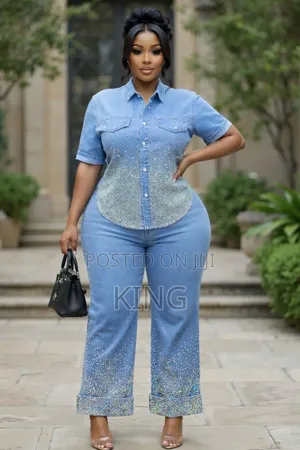 Two-Piece Flared Denim Set