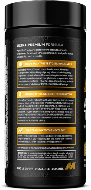 Muscletech Alphatest Testosterone Booster for Men, Training Muscle