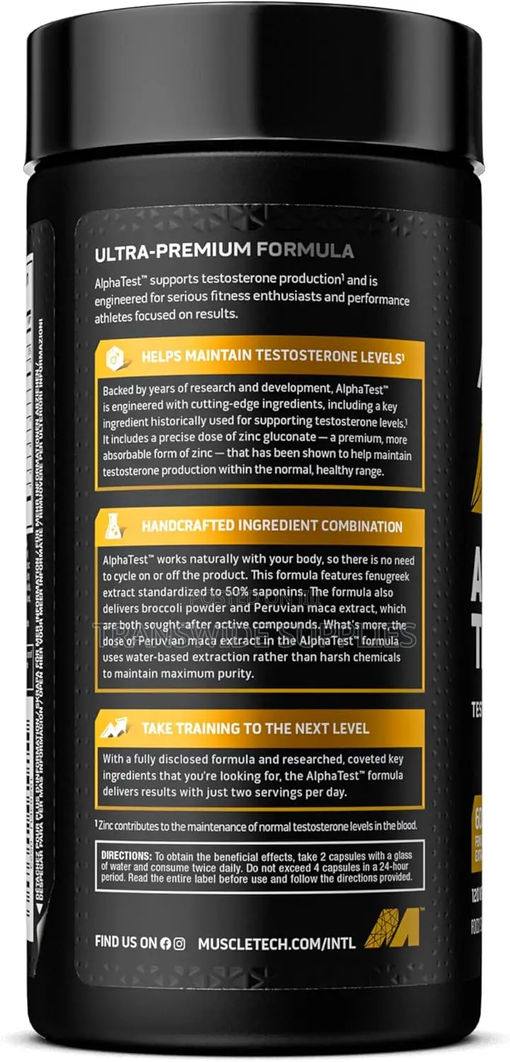 Muscletech Alphatest Testosterone Booster for Men, Training Muscle