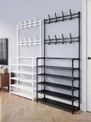 Entryway Shoe Rack and Coat Hooks