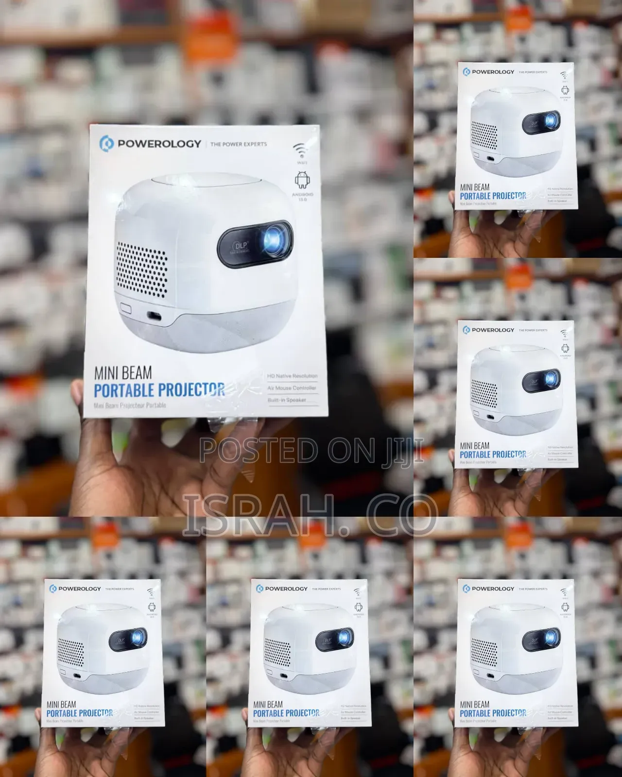 Powerology Palm Size Portable Projector, Mini Beam, 8000mah Battery,