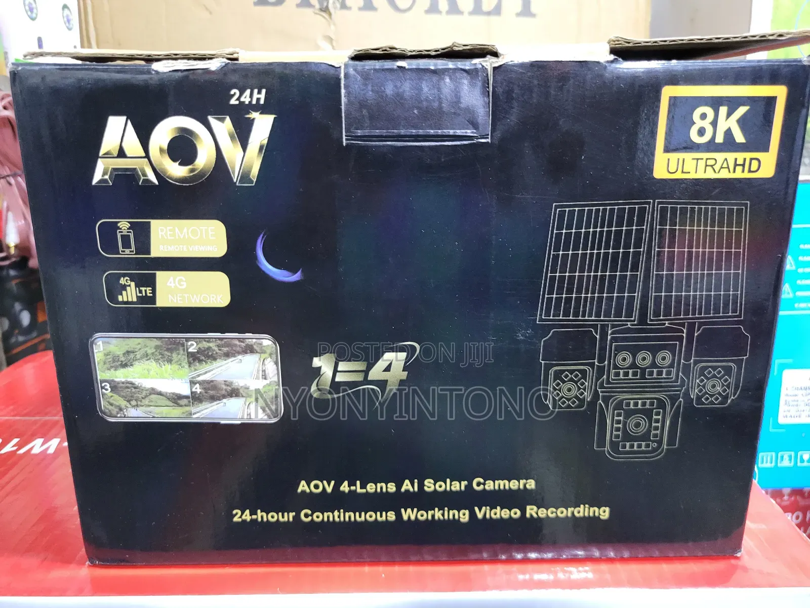 Aov 4lens 4screen 4g Wireless Solar Camera With Night Lights