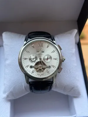 Silver Face and Chrome Men's Original Patek Philippe Mechanical Watch