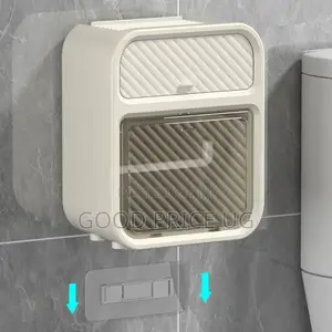 Wall-Mounted Toilet Tissue Holder and Organizer Box.
