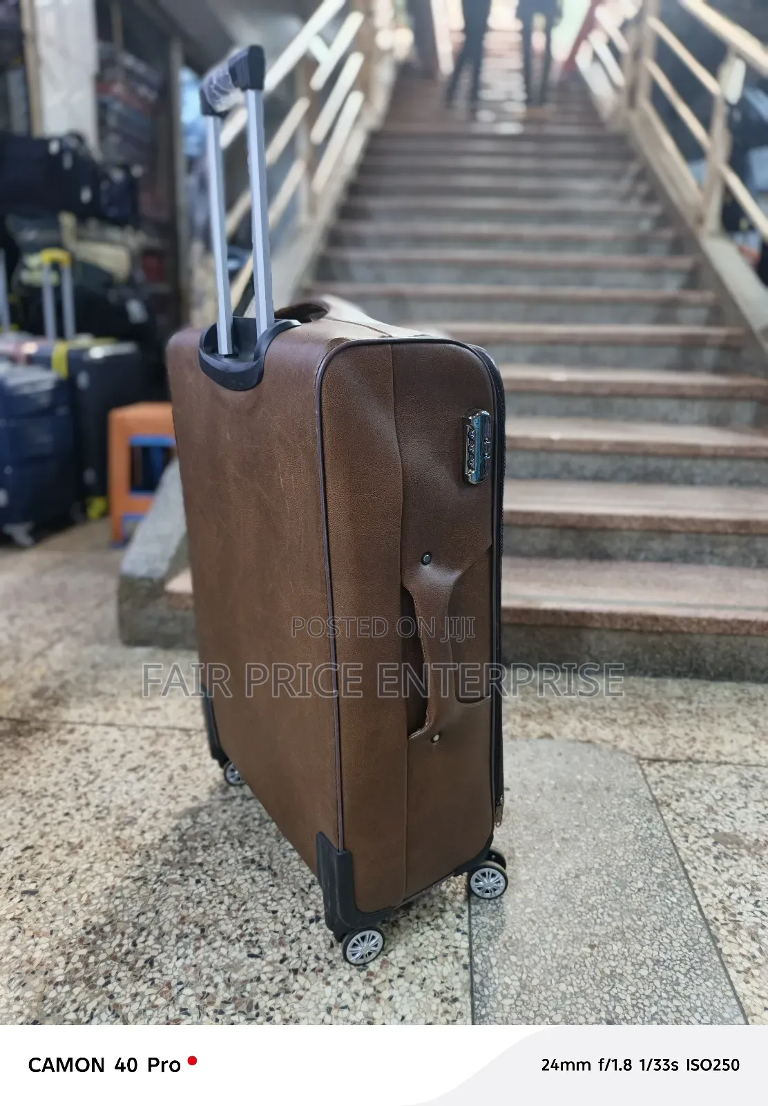 Exotic Leather Suitcases. Medium Size. Brown Color