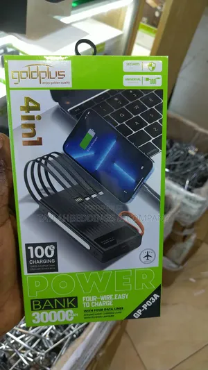 30000mah Fast Charging Powerbank With Led Flashlight Built-in 4 Cables