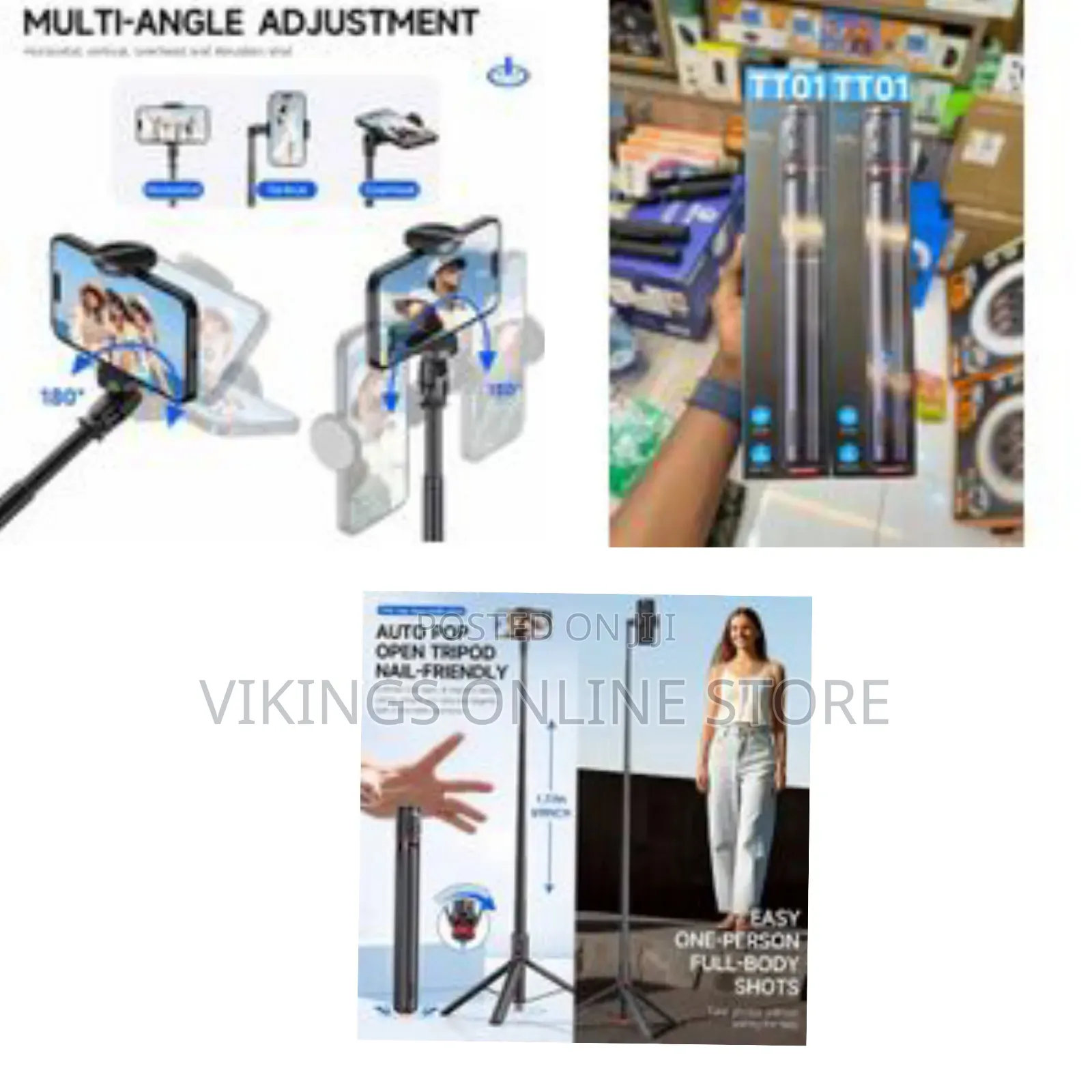 Tt01 Extendable Bluetooth Selfie Stick Tripod, 69.6" Automatic Tripod