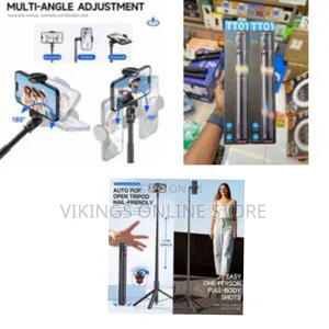 Tt01 Extendable Bluetooth Selfie Stick Tripod, 69.6" Automatic Tripod