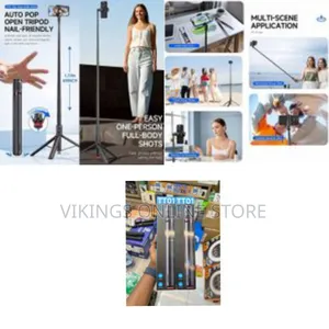 Tt01 Extendable Bluetooth Selfie Stick Tripod, 69.6" Automatic Tripod