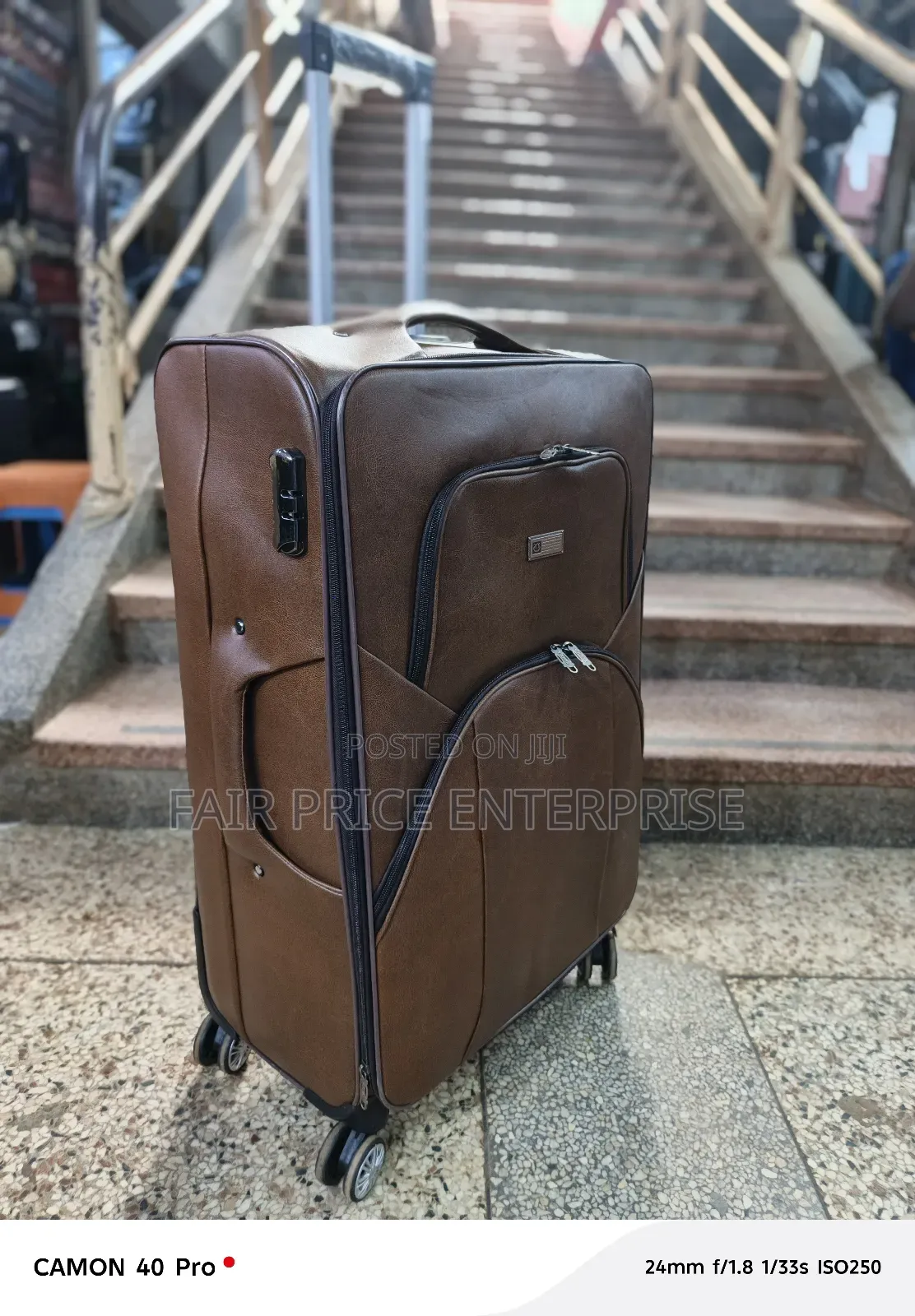 Original Leather Suitcases. Large Size. Brown Color