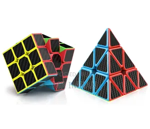 Carbon Fiber Sticker Pyraminx and 3x3 Speed Cube Puzzle Set