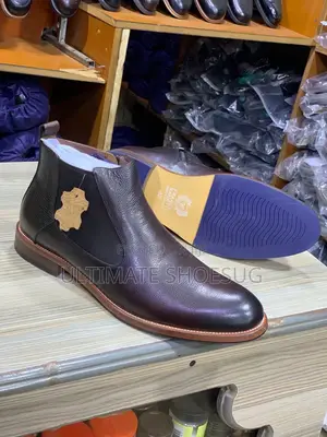 Wooden Leather Mens Ankle Boots