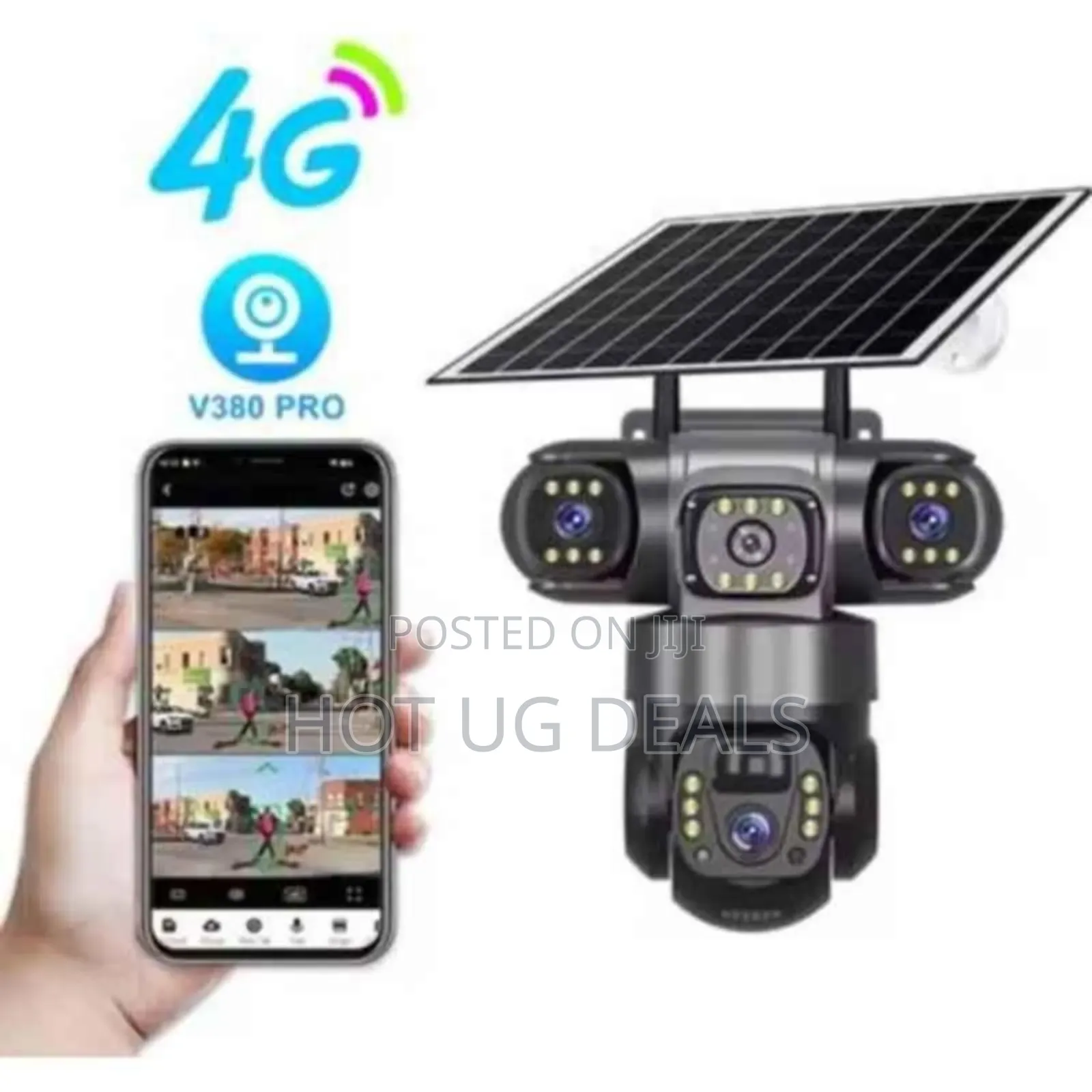 V380 Pro Solar Powered Wifi Three Lens Outdoor Security CCTV Camera