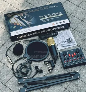 Condenser Microphone V8 Sound Card Set, Webcast Live Stream