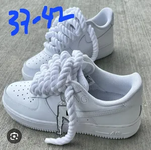 Nike Air Force 1 Sneaker Black Thick Black Rope Laces.