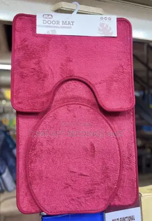 3 Pieces Toilet Mat Set Maroon
