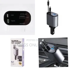 Retractable Car Charger, 100w4 In 1 Fast Car Phone Charger 60w