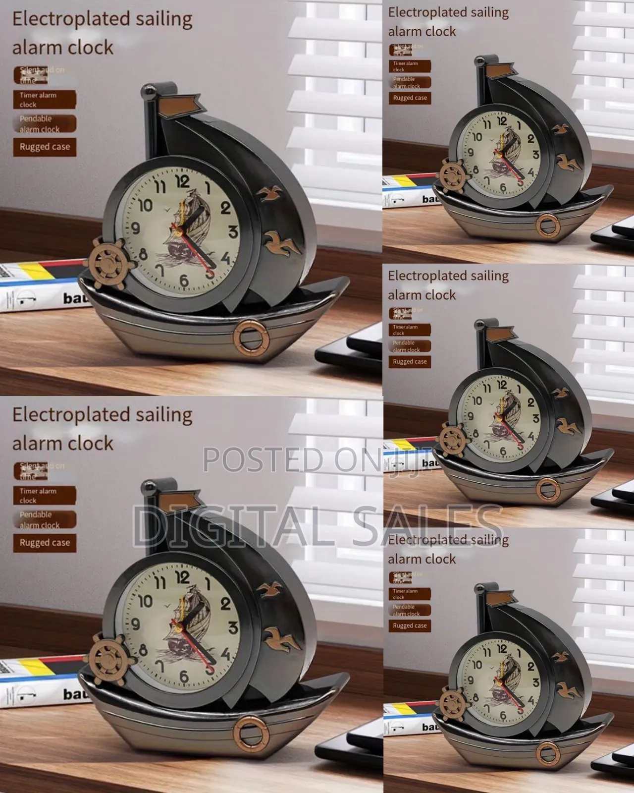 Eletroplated Sailboat Table Alarm Clock