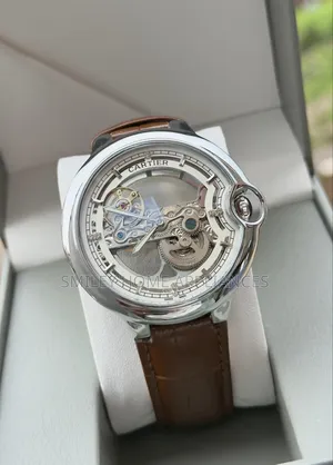 Cartier Men's Mechanical Wrist Analog Leather Strapped Time Piece