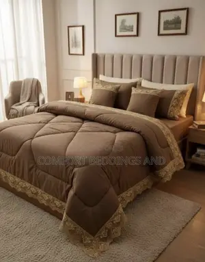 6 Piece Velvet Bedcover Brown