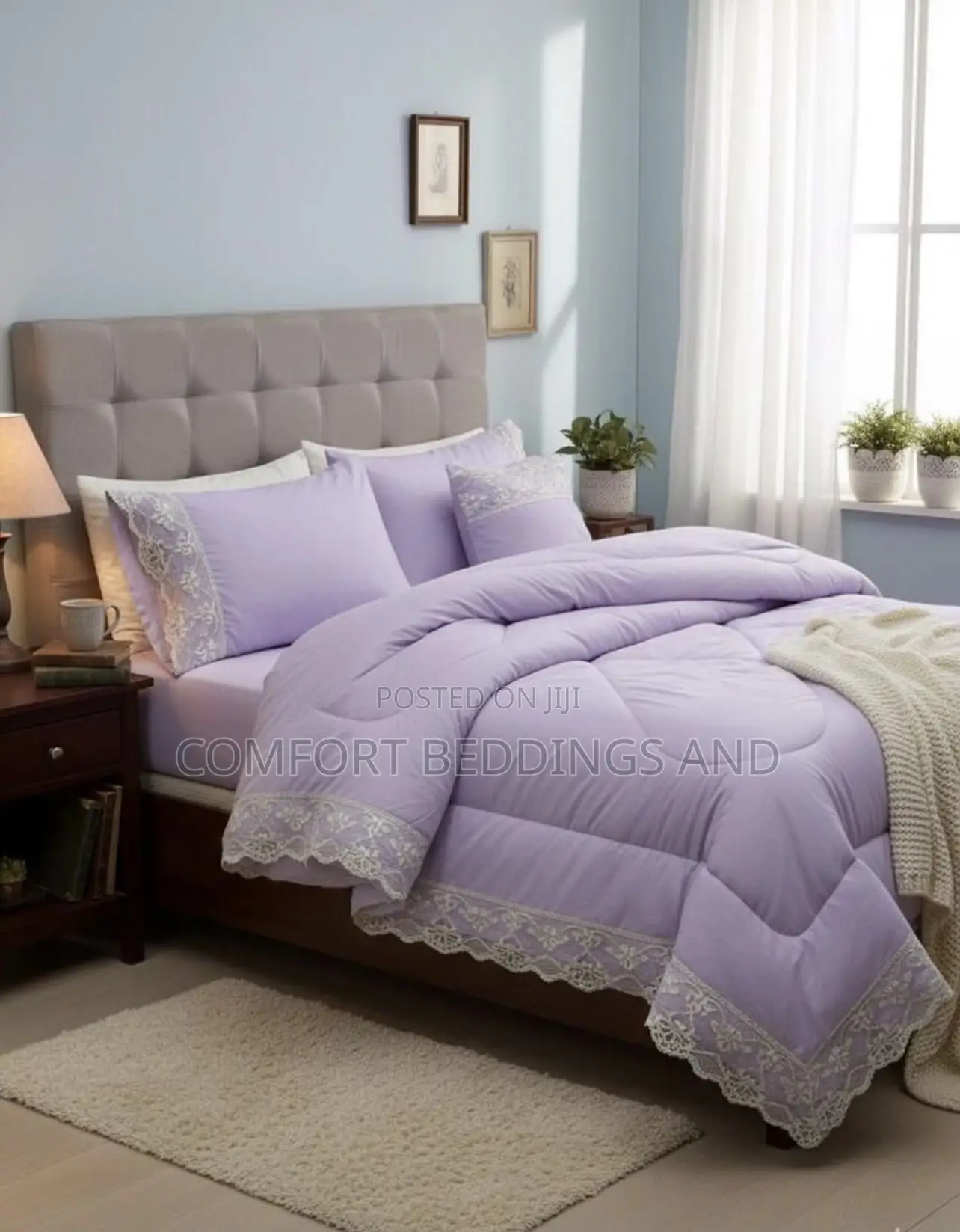 6 Piece Velvet Bedcover Purple