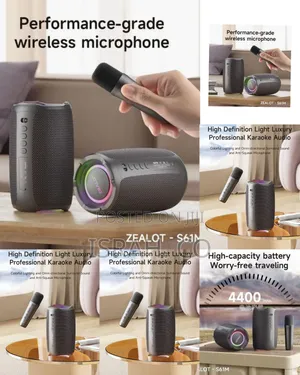 Zealot S61m Wireless Portable Speaker With Microphone - Black.