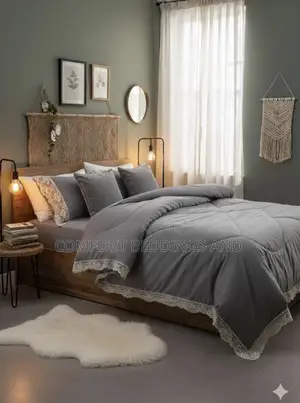 6 Piece Velvet Bedcover Gray