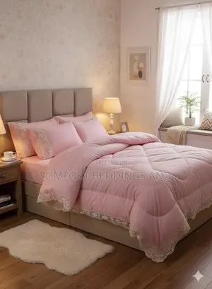 6 Piece Velvet Bedcover Pink