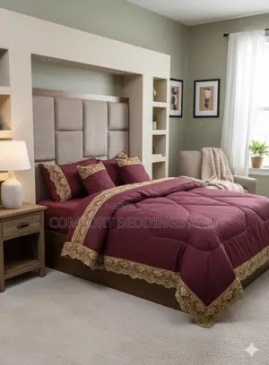 6 Piece Velvet Bedcover Maroon