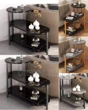 Narrow Nightstand 3 Tiers Faux Storage Marble-Style Small Side Table