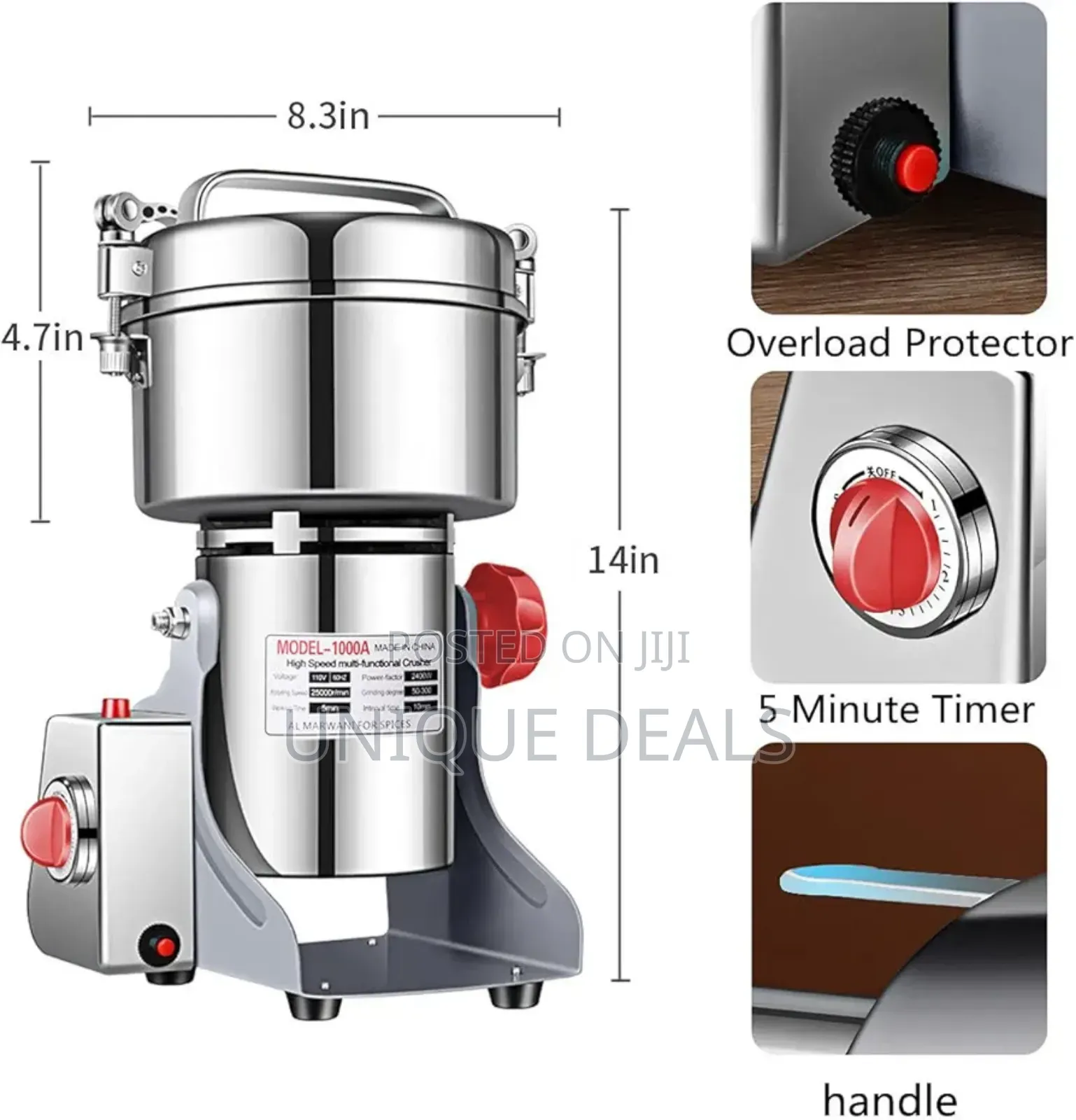 1000g Electric Grain Grinder Spice Grain Mill Stainless Steel