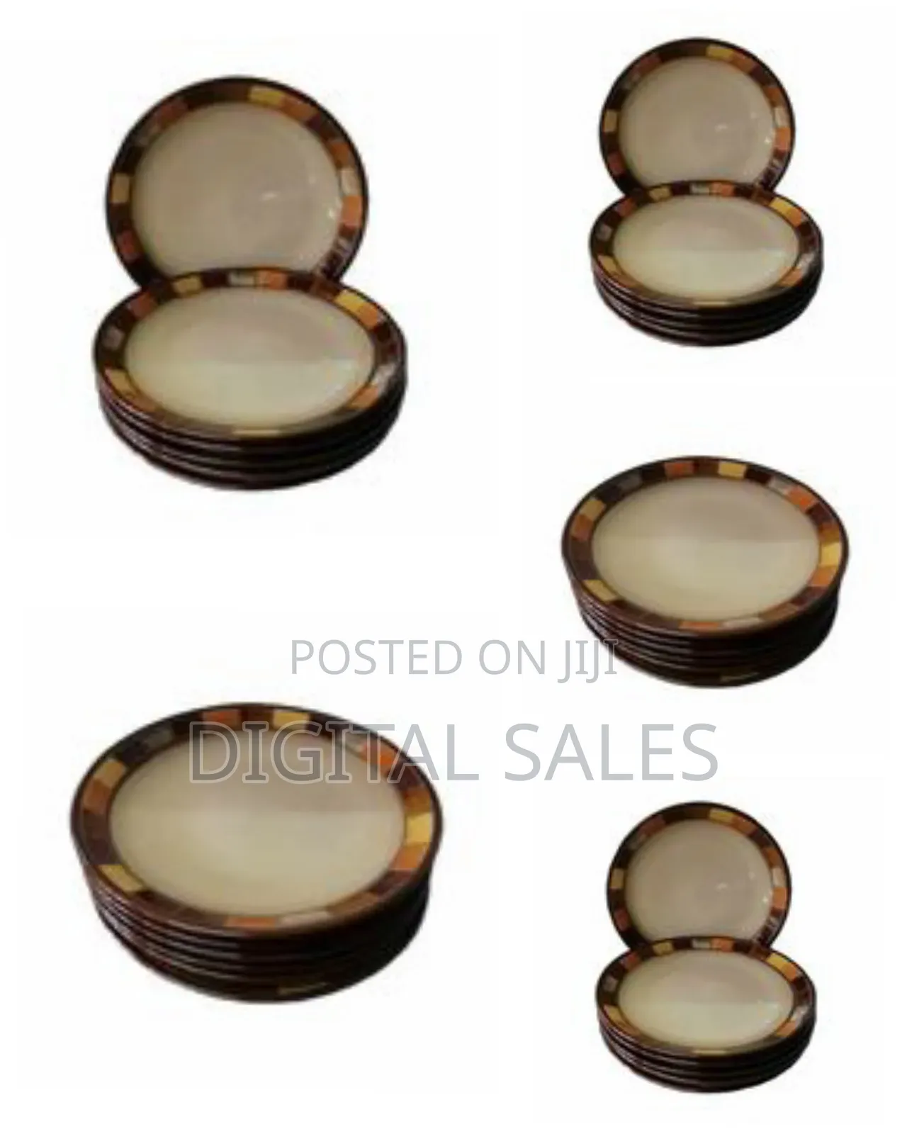 6 Pieces of Checked Food Serving Dinner Plates