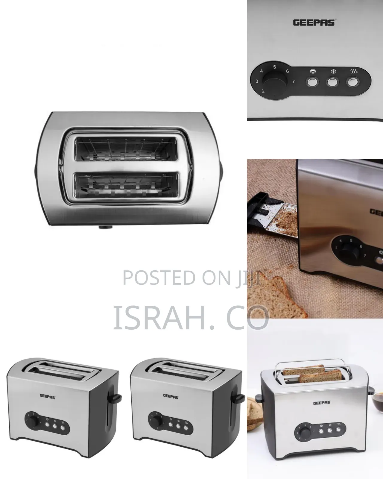 Geepas 900w 2 Slice Toaster - Stainless Steel Bread Toaster