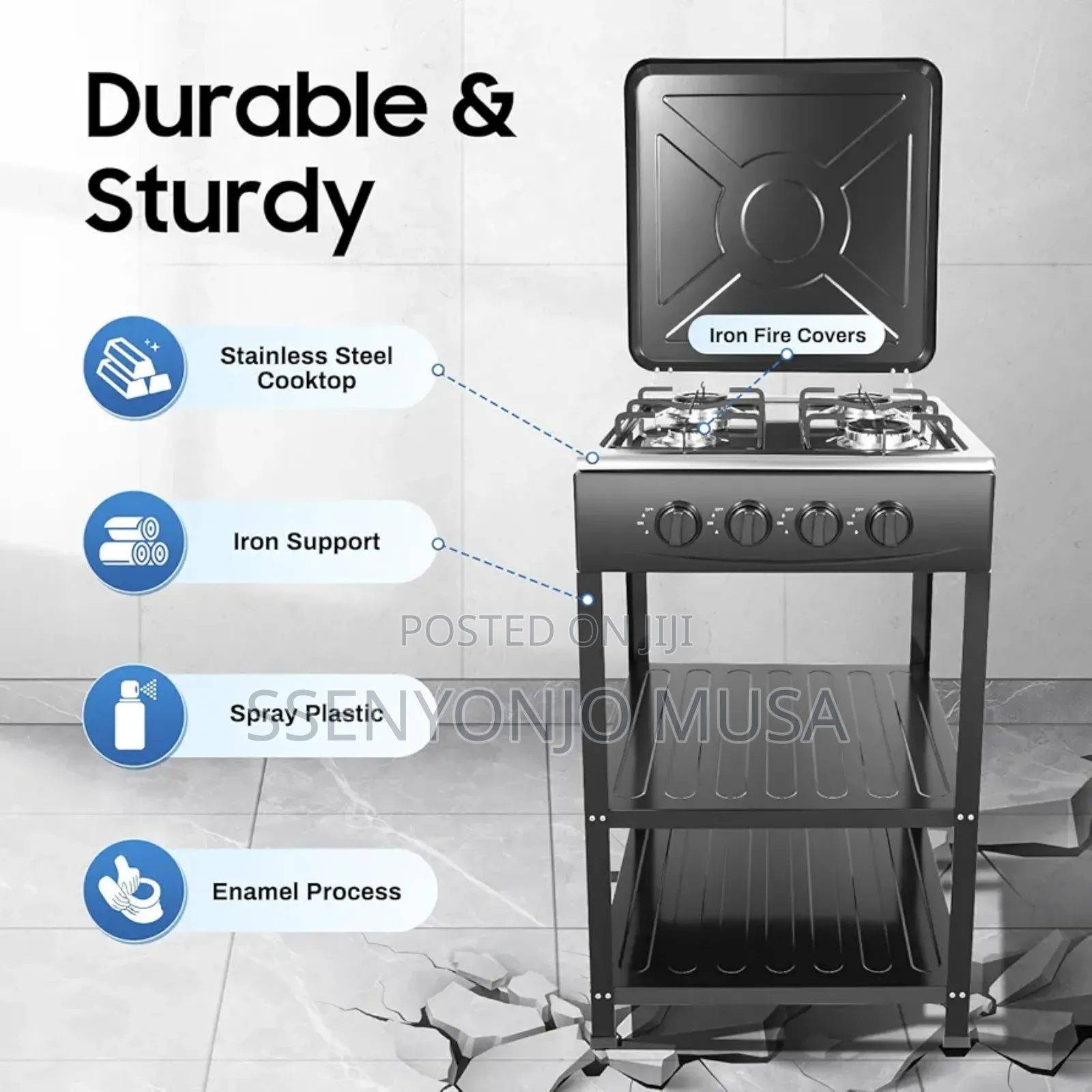 Boma Gas Stove 4 Burner Fully Gas 50×50cm With Stand – Auto Ignition