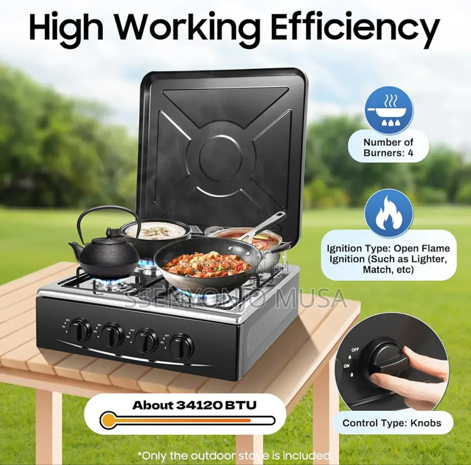 Boma Gas Stove 4 Burner Fully Gas 50×50cm With Stand – Auto Ignition