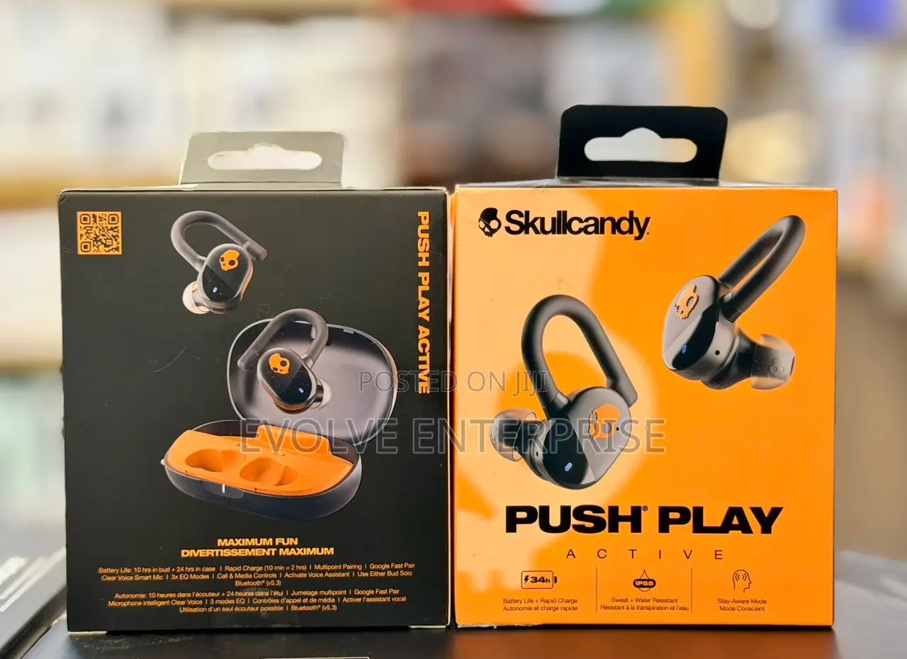 Skullcandy Push Play Active in-Ear Wireless Earbuds, 34 Hr Battery